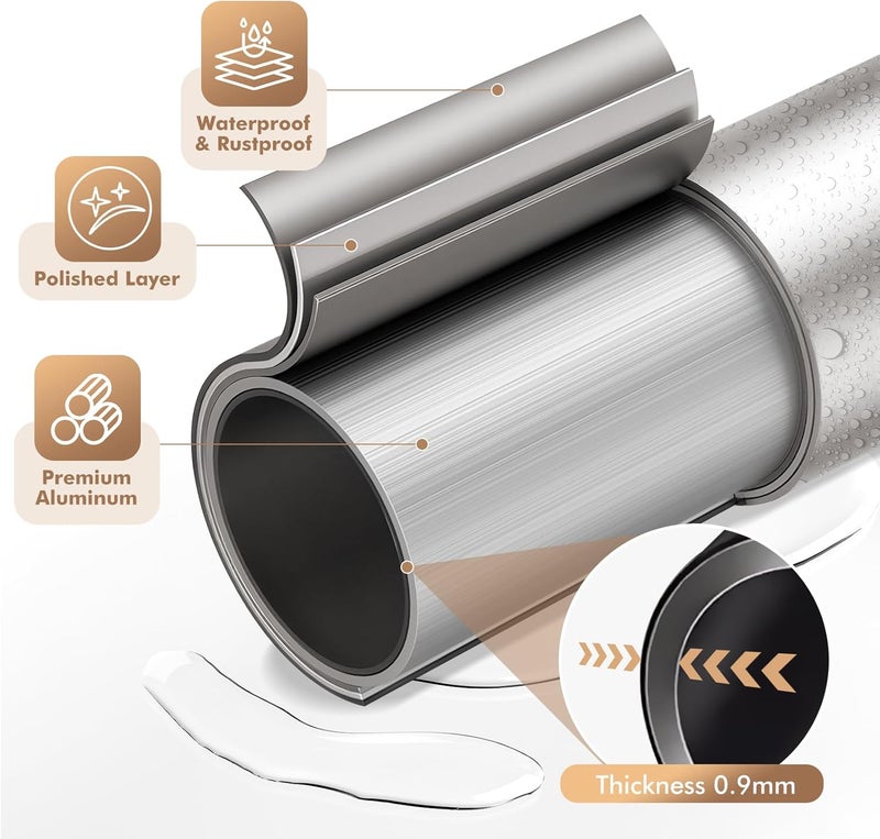 Bonpally Curved Shower Curtain Rod for Bathroom, 40-72 Inches Adjustable Curved Shower Rod, 0.9MM Rustproof Shower Curtain Rod with Rotating Brackets for Extra Shower Space, Need To Drill, Brush Nickel - Image 5